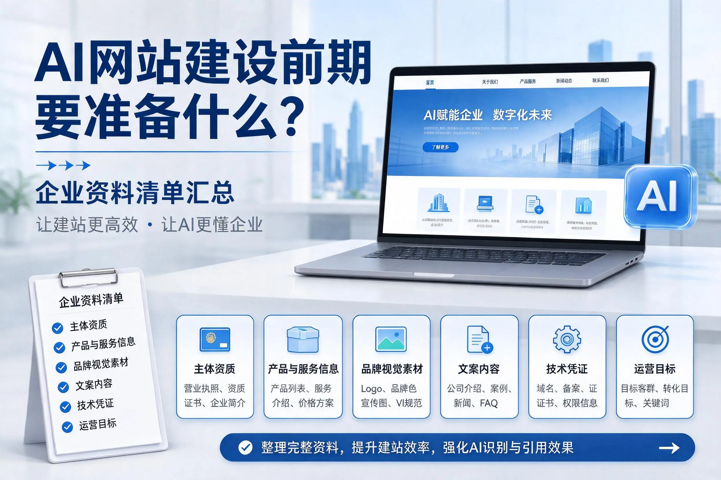 AI网站建设前期要准备什么？温州企业资料清单汇总