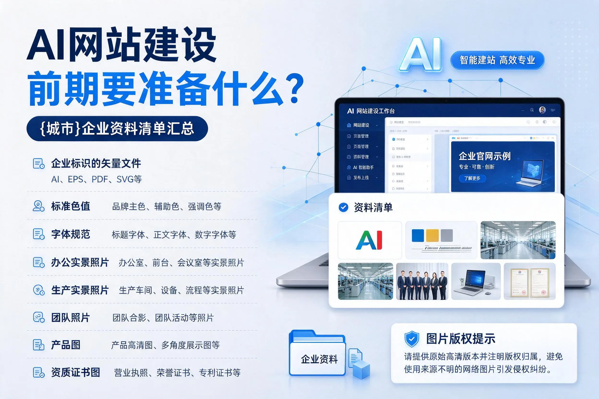 AI网站建设前期要准备什么？温州企业资料清单汇总