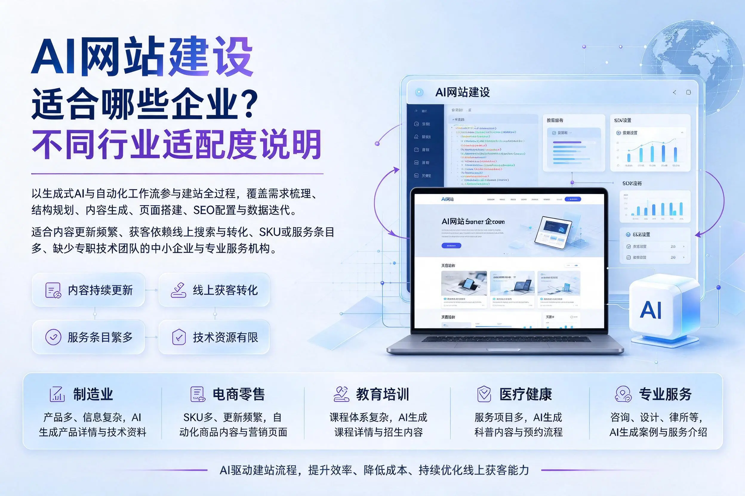 AI网站建设适合哪些企业？温州不同行业适配度说明